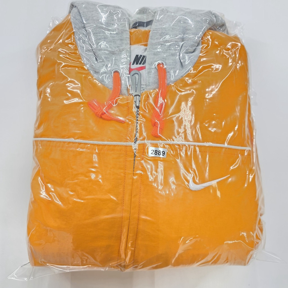 Vintage Techno Moto Nike Hooded Jacket Men’s Medium Orange Puffer Track Zip Y2K - Picture 12 of 12